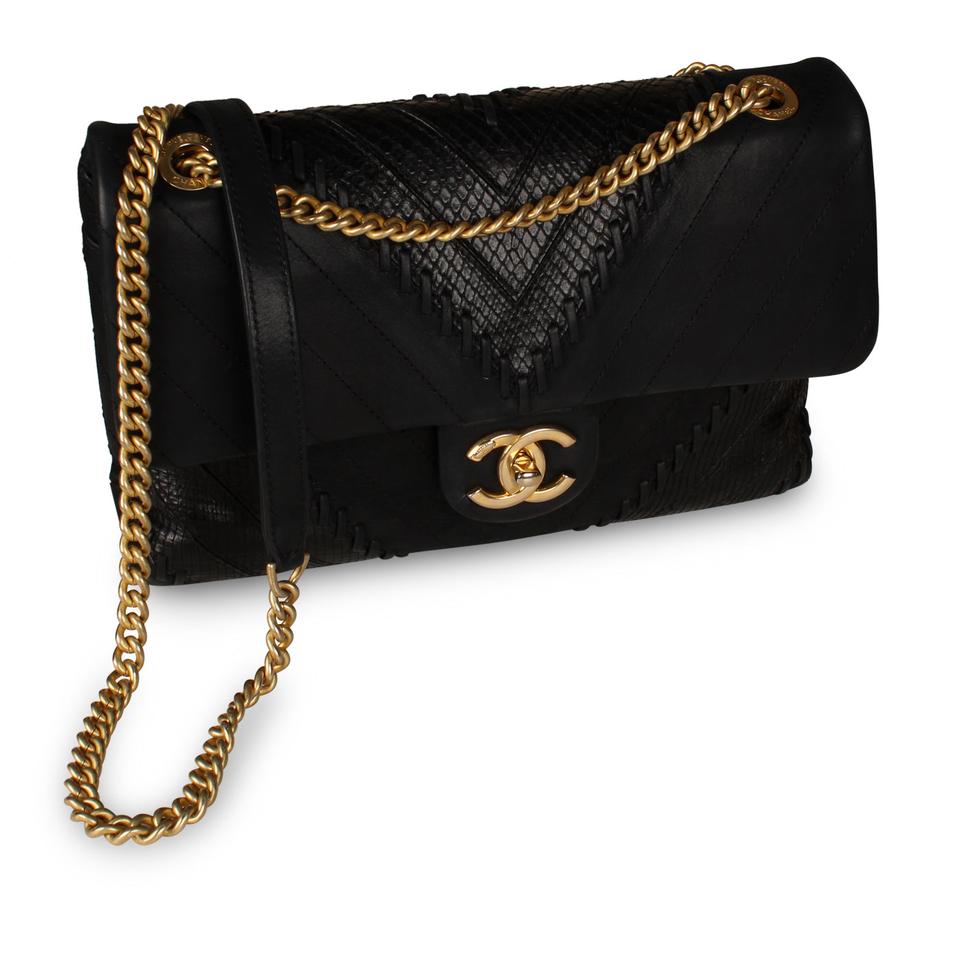 Chanel Mixed Leather and Python Flap Bag