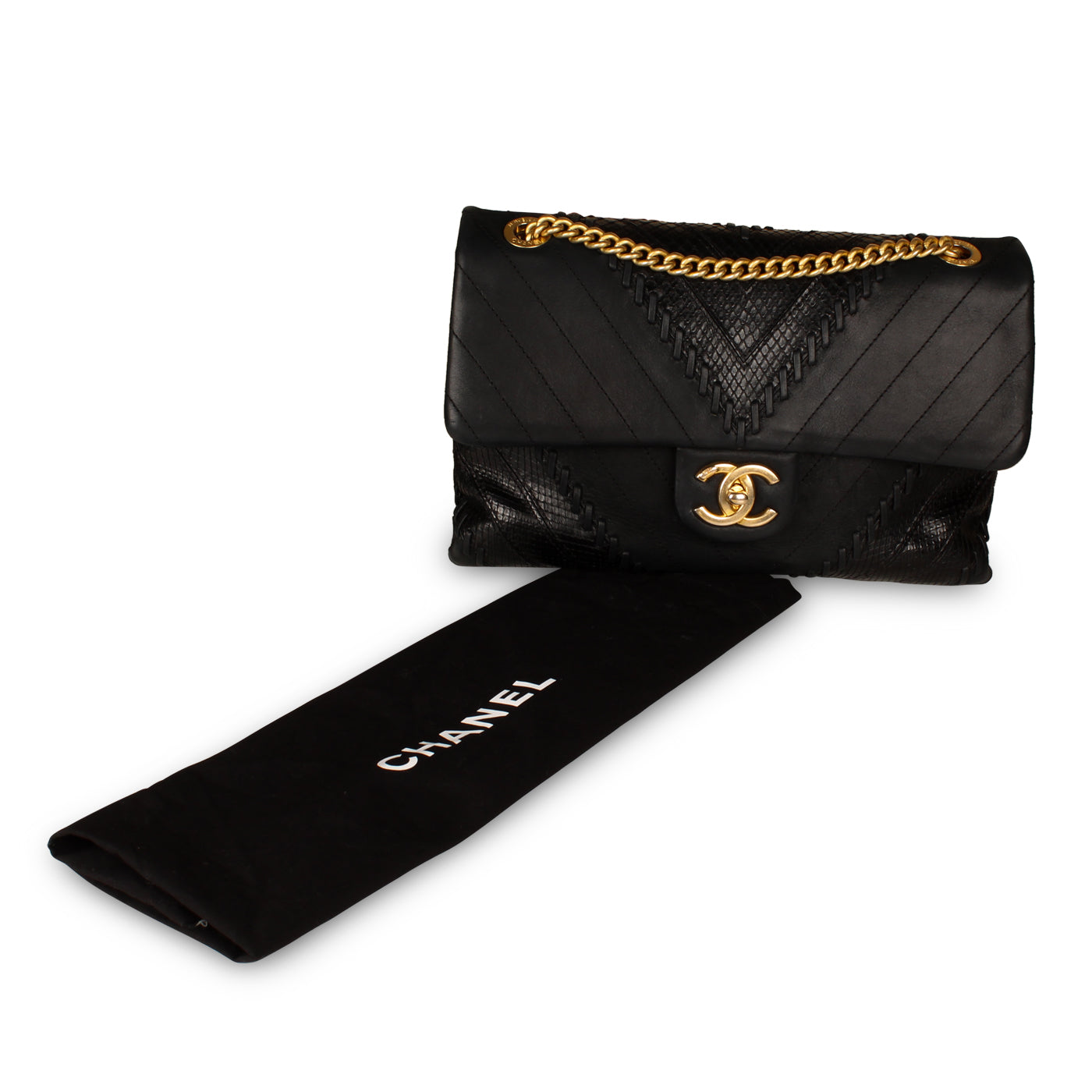 Chanel Mixed Leather and Python Flap Bag
