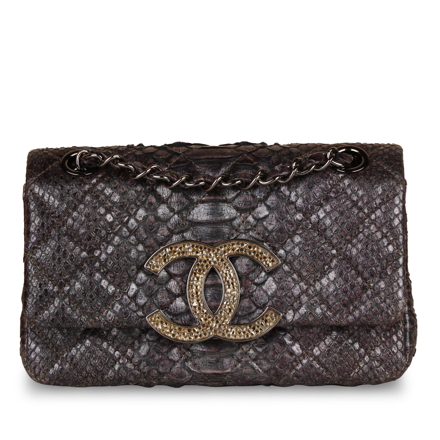 Chanel Python Single Flap Bag - Embellished Crystal