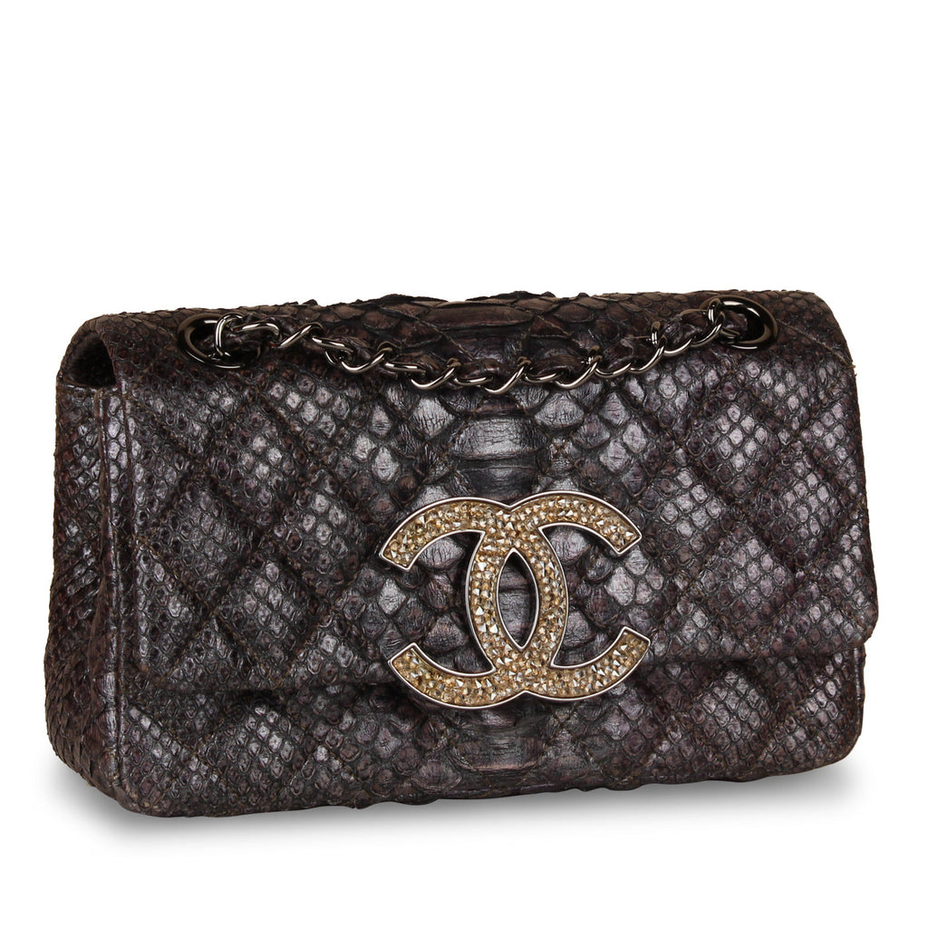 Chanel Python Single Flap Bag - Embellished Crystal