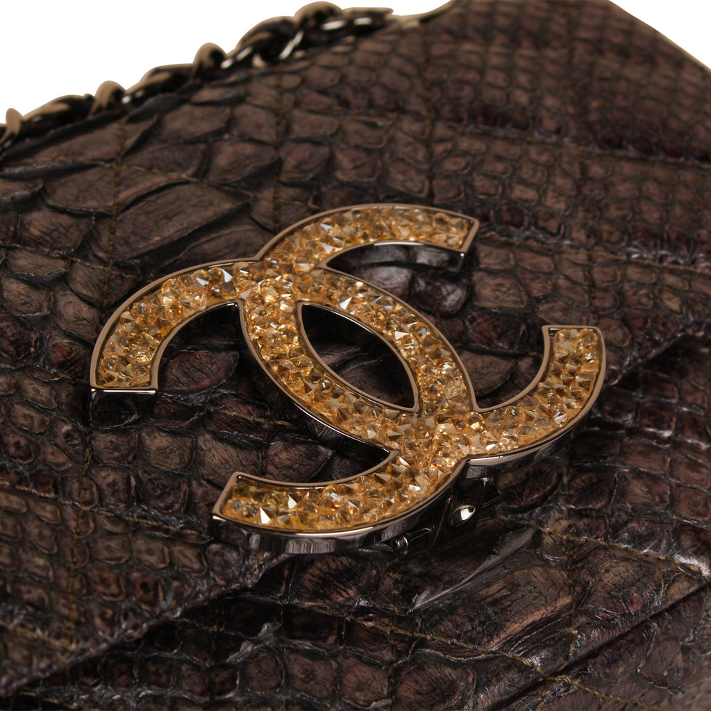 Chanel Python Single Flap Bag - Embellished Crystal