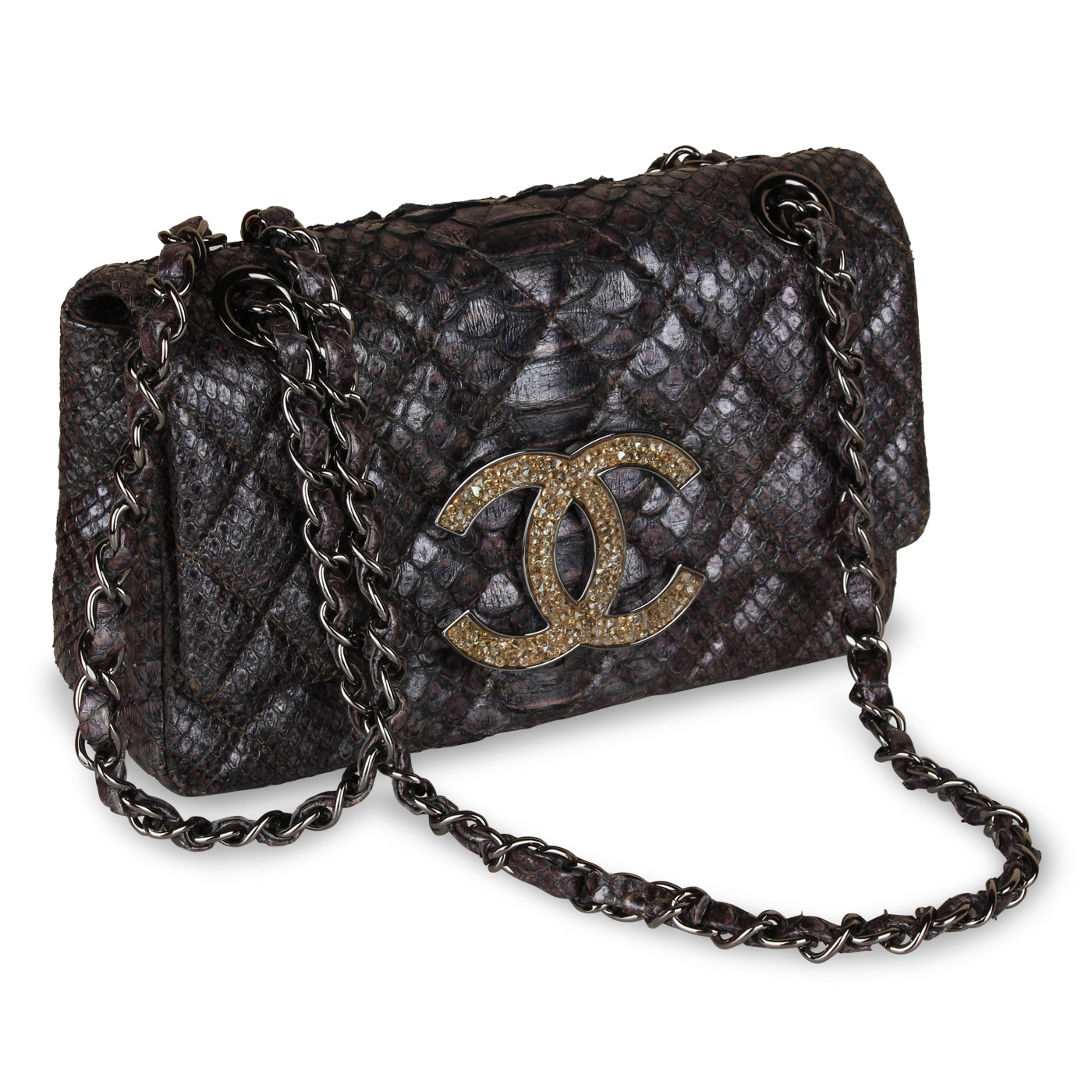 Chanel Python Single Flap Bag - Embellished Crystal