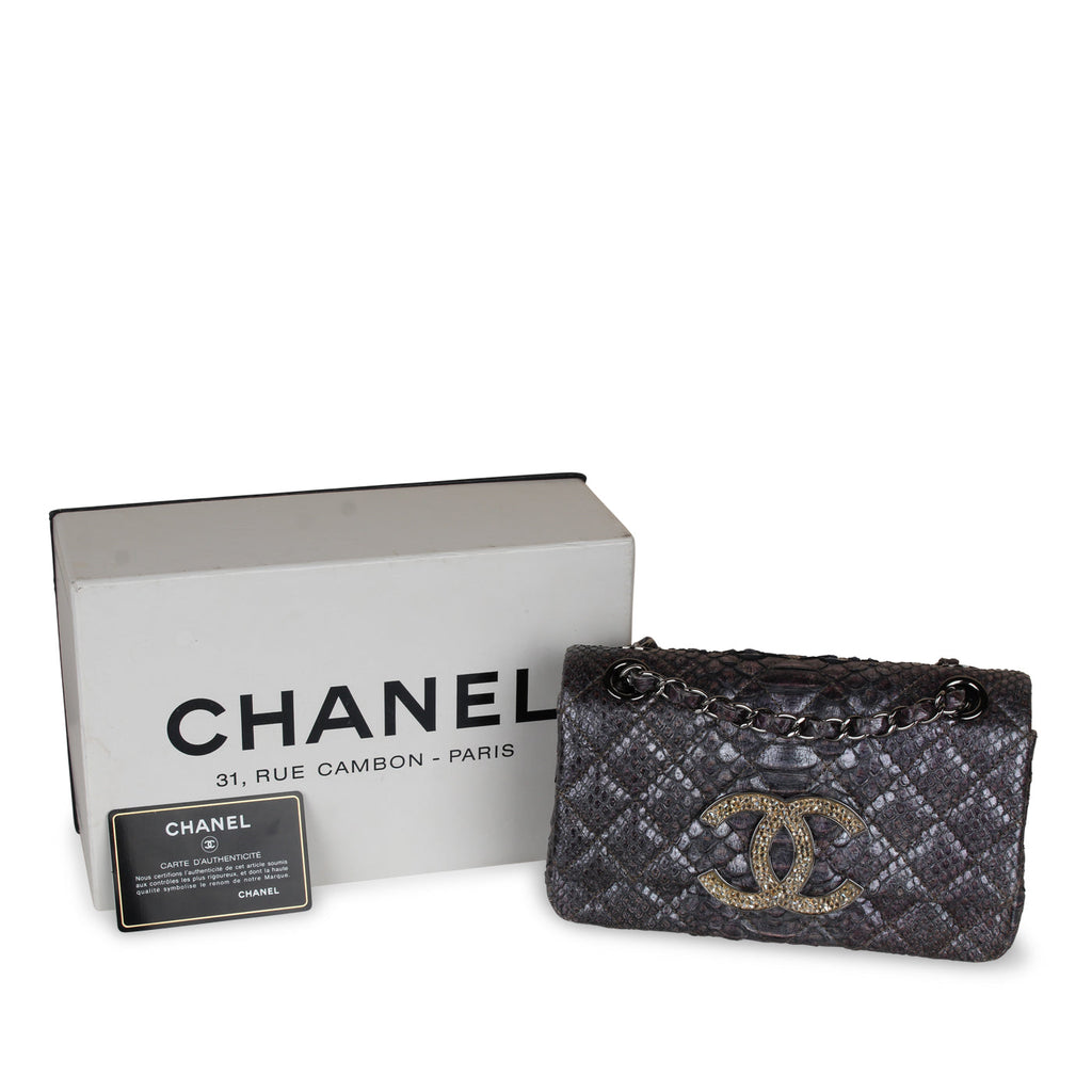 Chanel Python Single Flap Bag - Embellished Crystal
