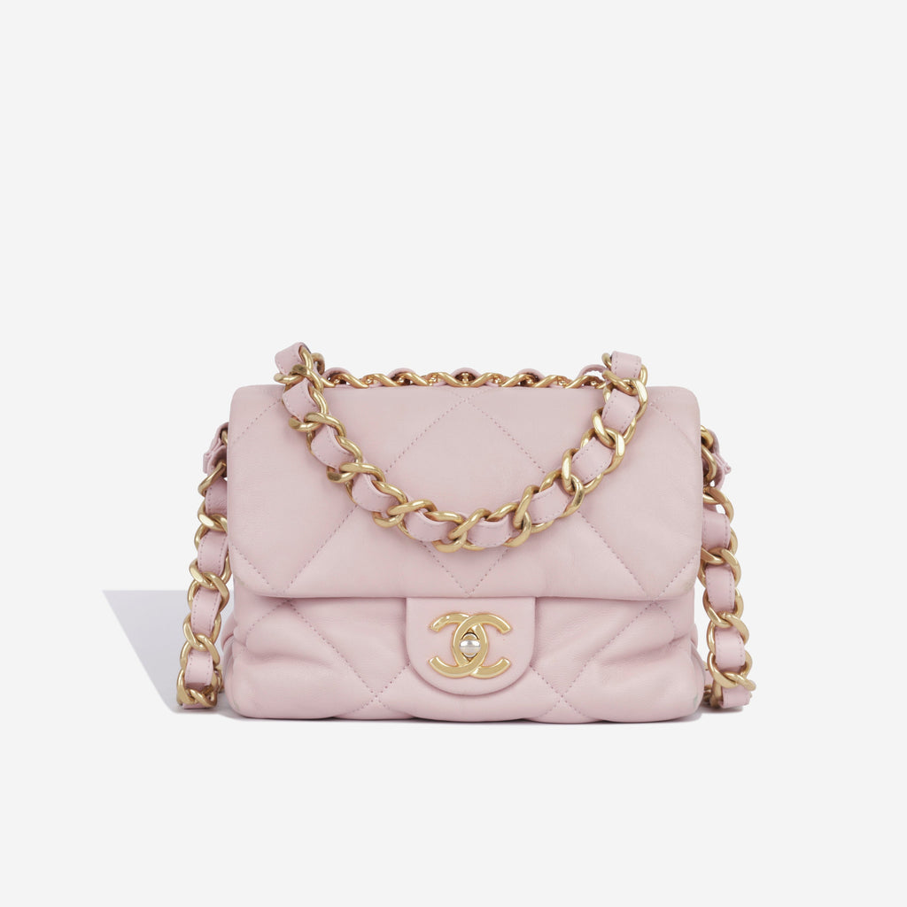 Seasonal Square Flap - Pink Lambskin