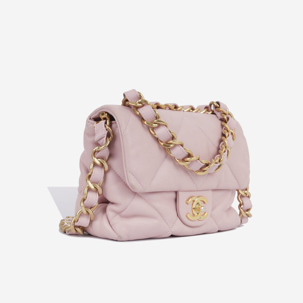 Seasonal Square Flap - Pink Lambskin
