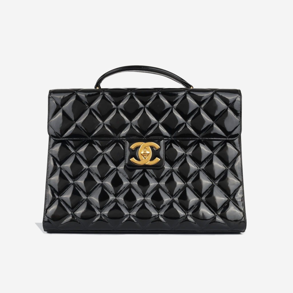 Vintage Portfolio Briefcase - Black Patent