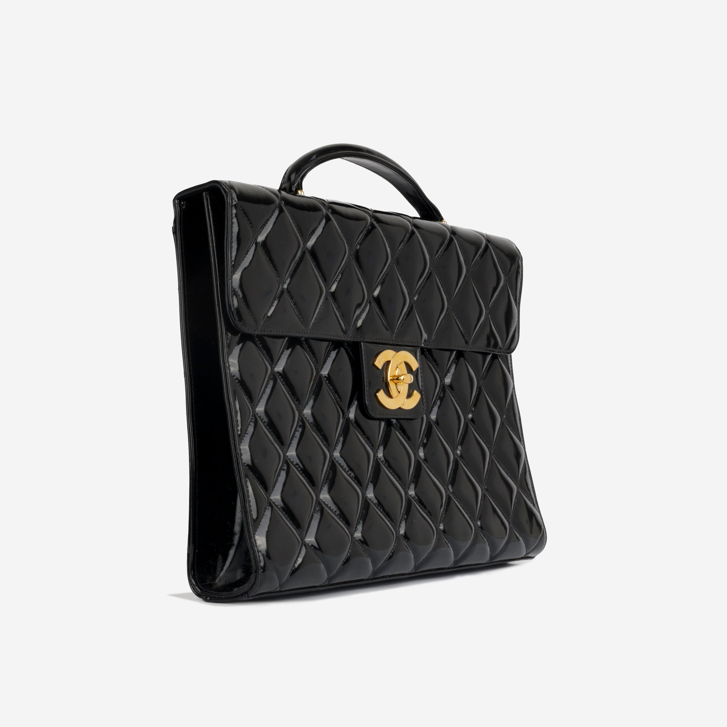 Vintage Portfolio Briefcase - Black Patent