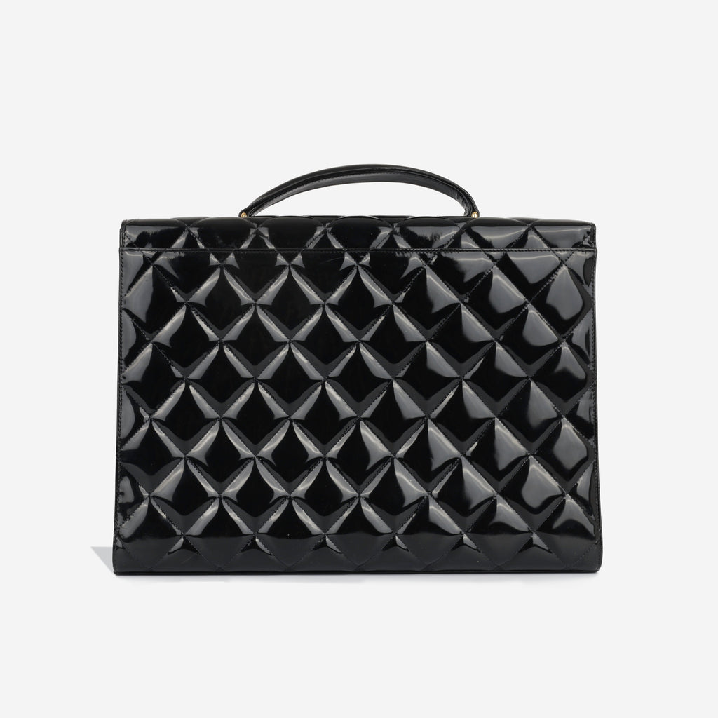 Vintage Portfolio Briefcase - Black Patent