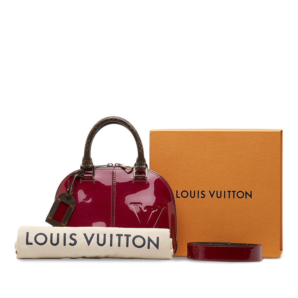 Red Louis Vuitton Vernis Miroir Alma BB Satchel