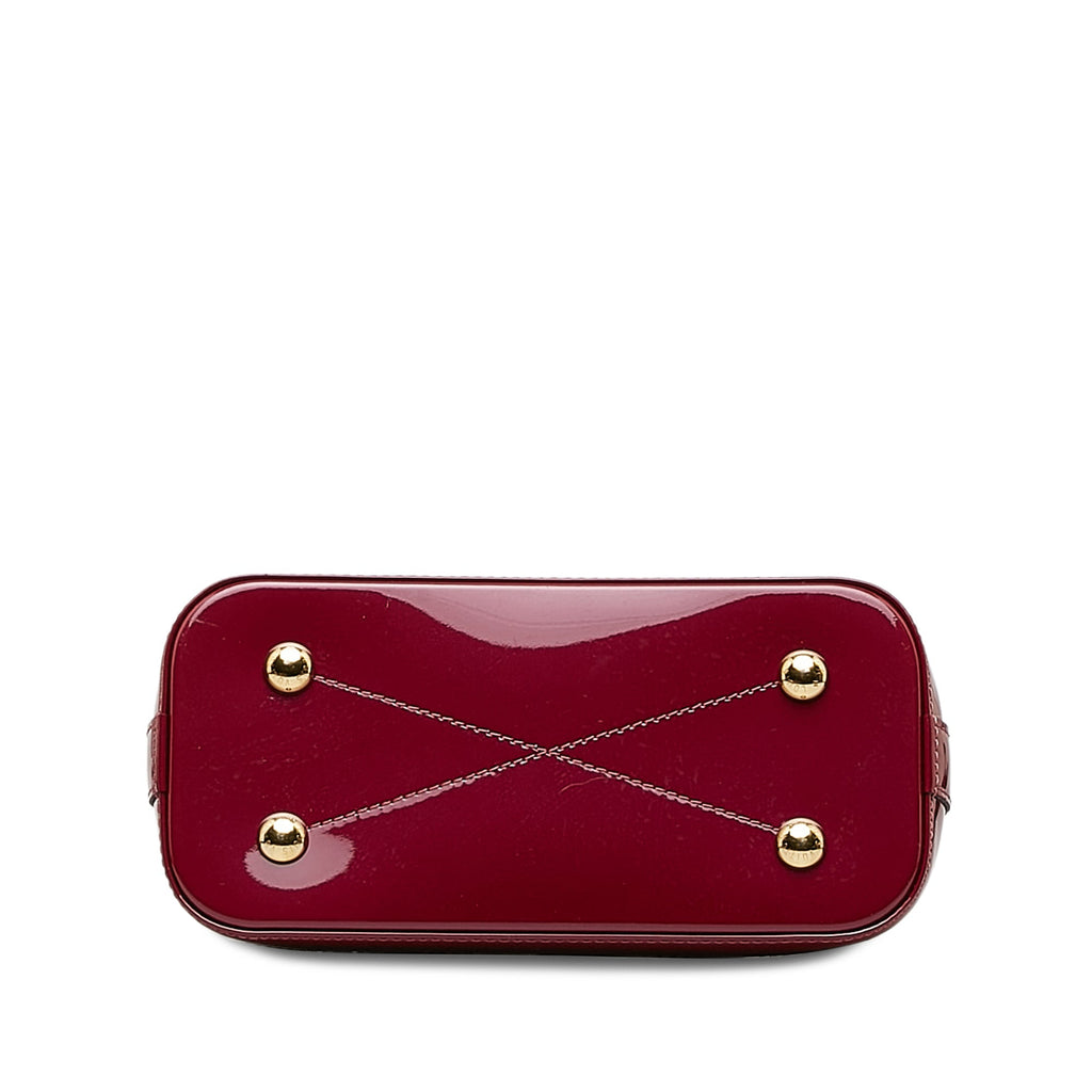 Red Louis Vuitton Vernis Miroir Alma BB Satchel