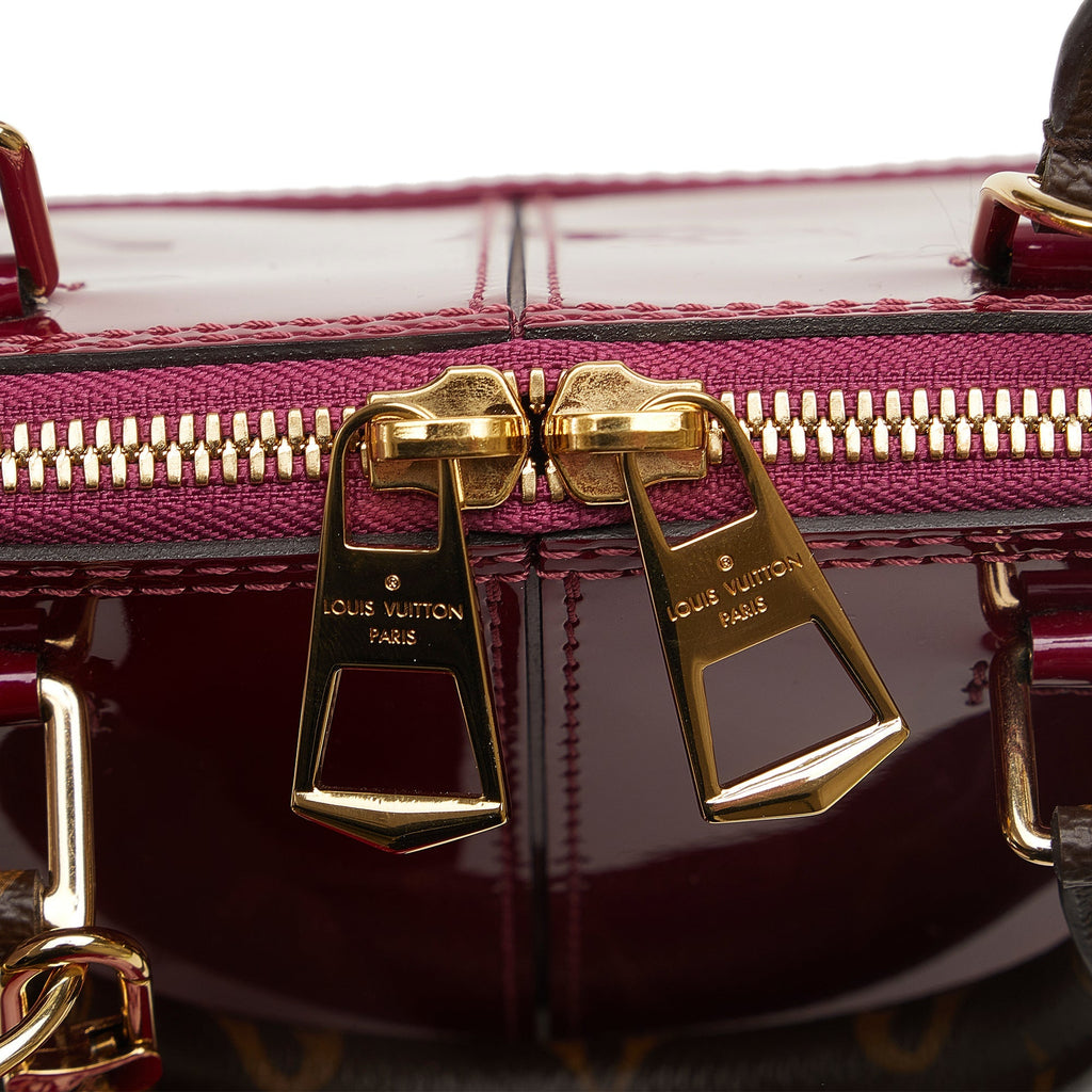 Red Louis Vuitton Vernis Miroir Alma BB Satchel