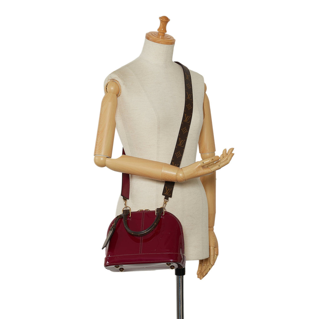 Red Louis Vuitton Vernis Miroir Alma BB Satchel