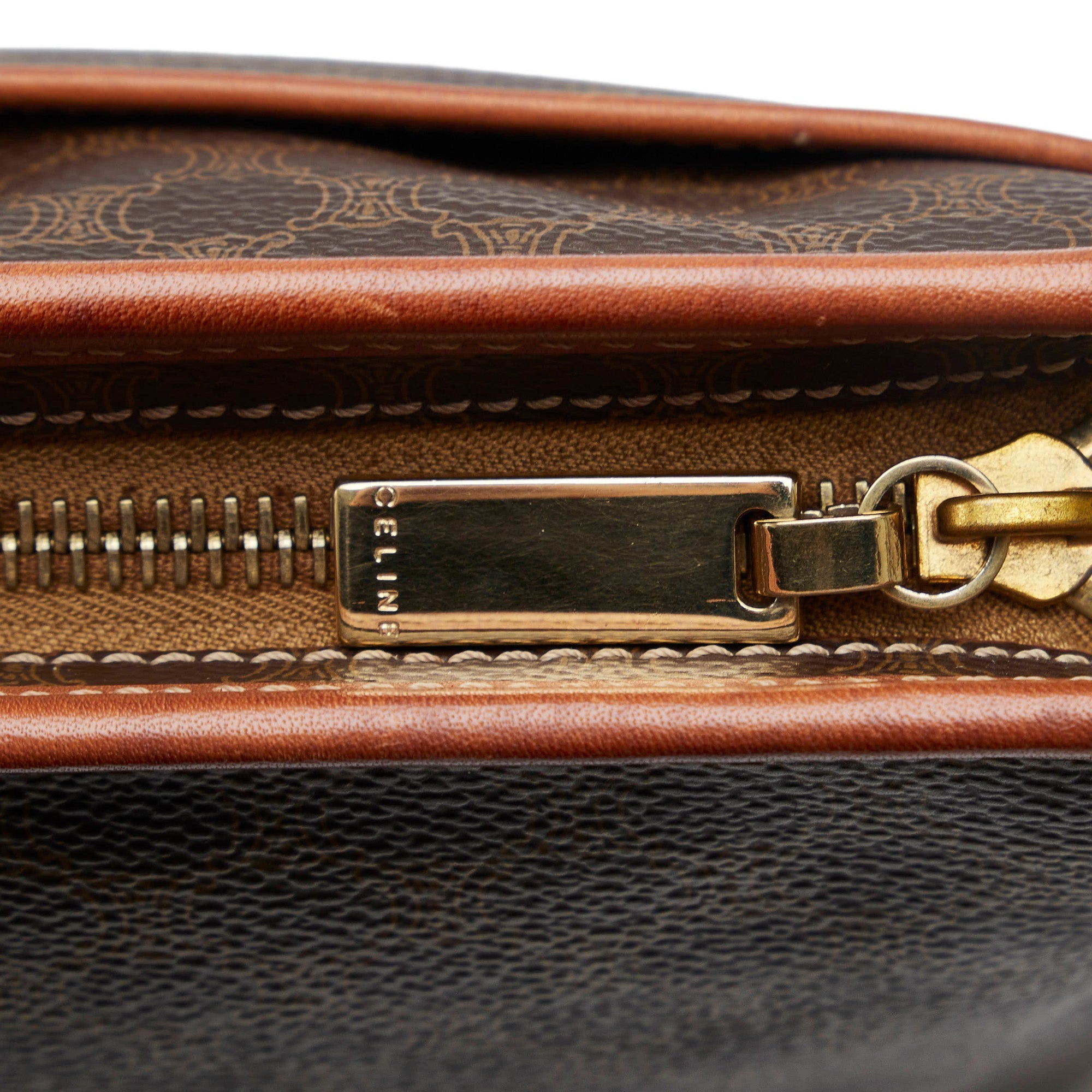 Celine Clutch Brown Macadam Canvas