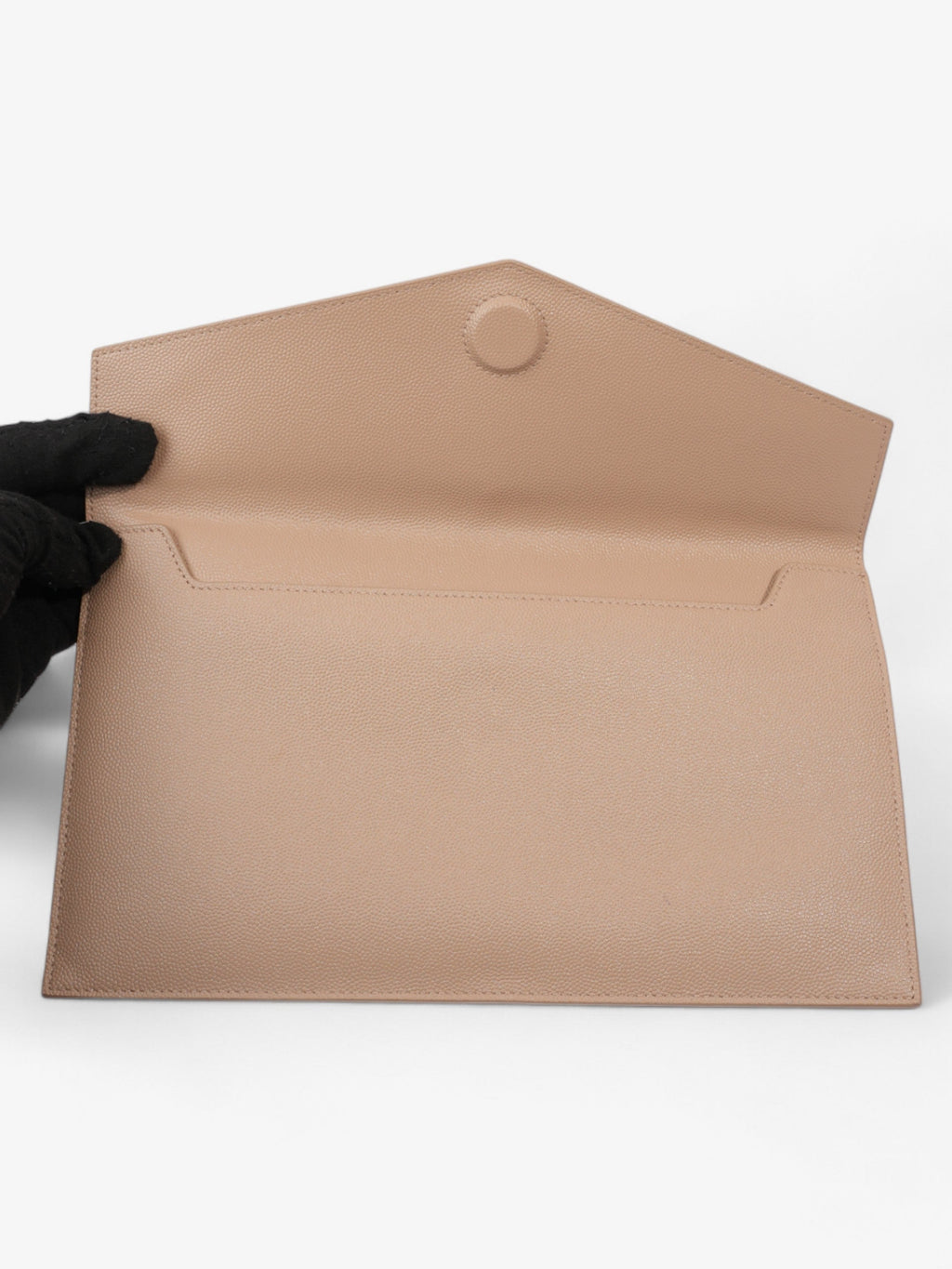 Saint Laurent Uptown Clutch Dark Beige Grained Leather