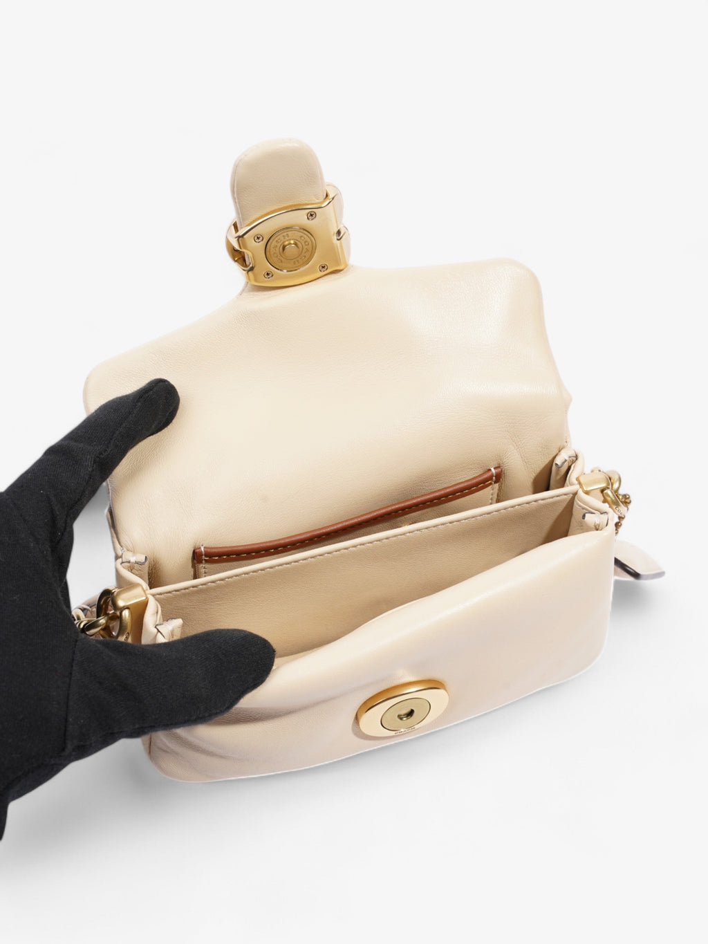 Coach Pillow Tabby Beige Leather 18