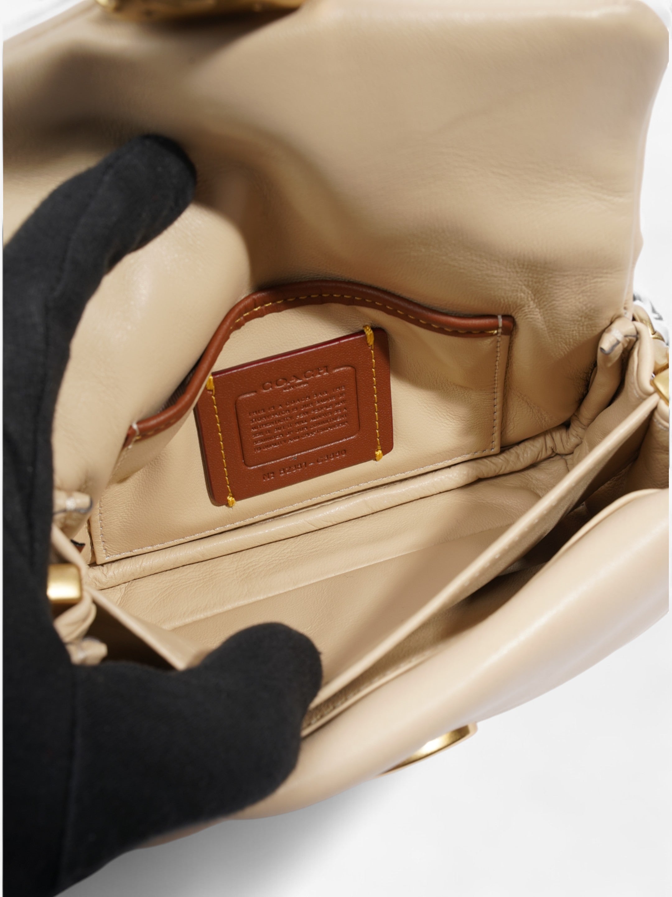 Coach Pillow Tabby Beige Leather 18