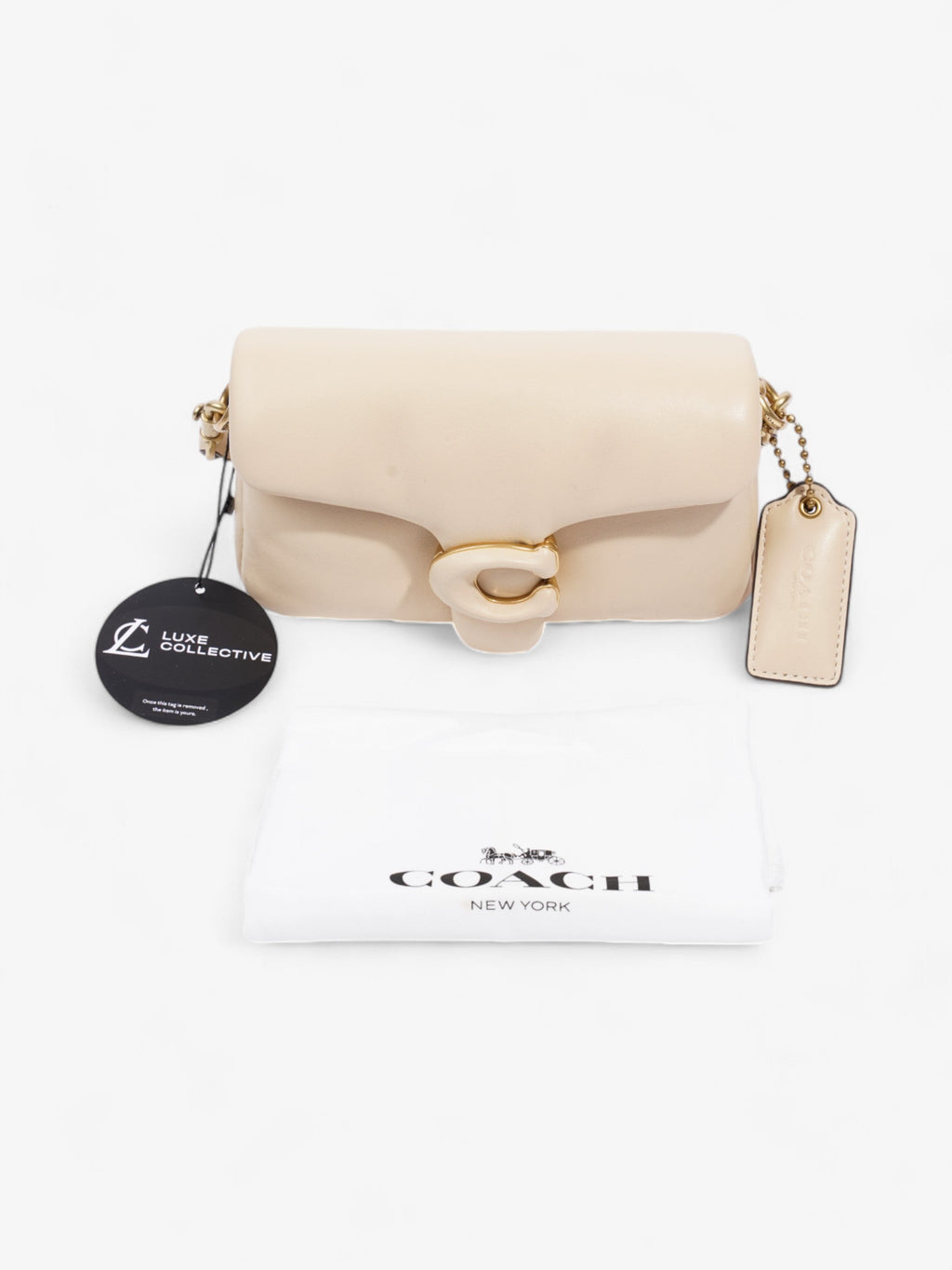 Coach Pillow Tabby Beige Leather 18