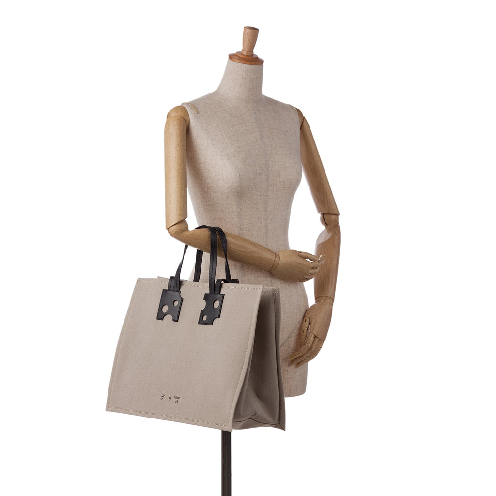 Brown Off White Repeat 38 Canvas Tote Bag