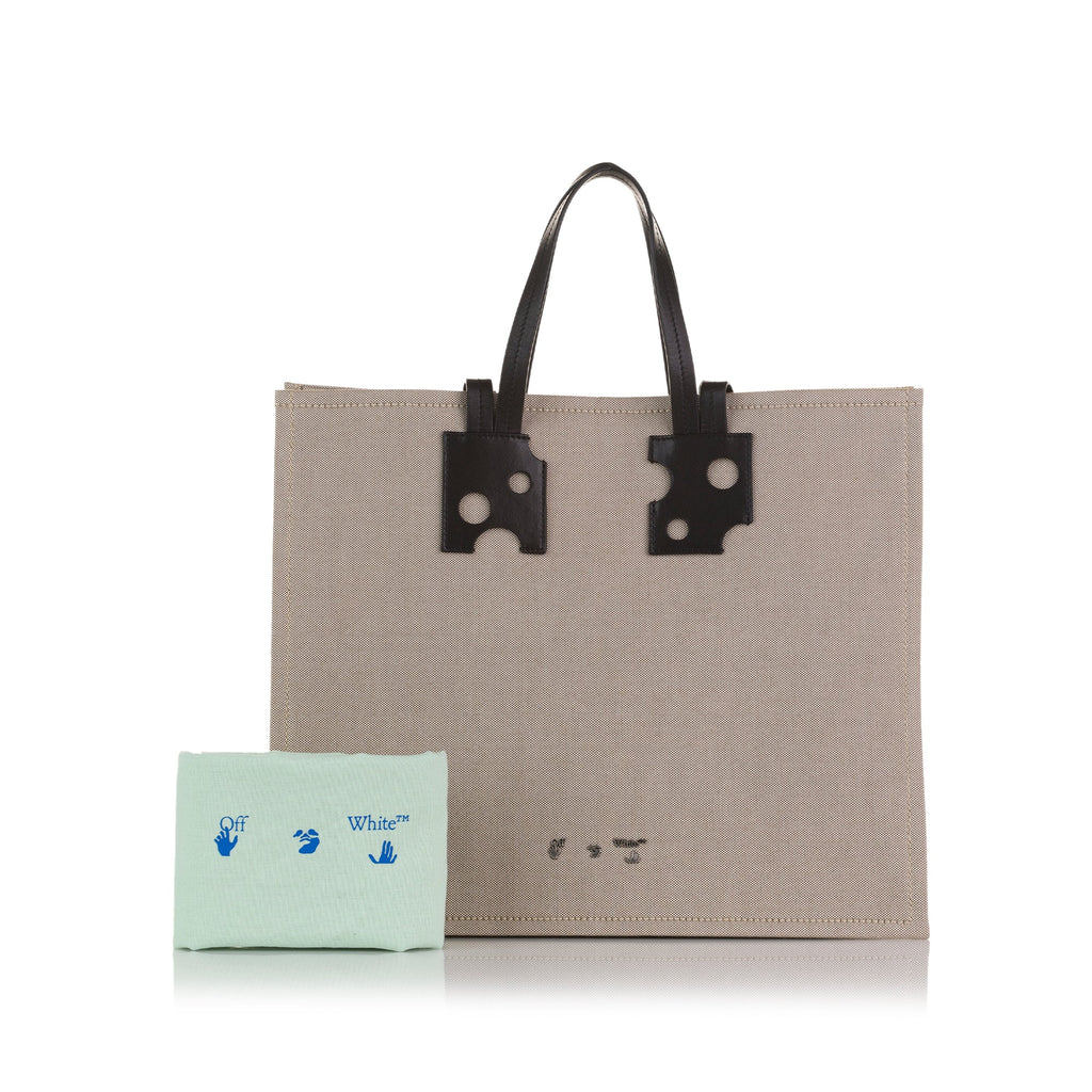 Brown Off White Repeat 38 Canvas Tote Bag