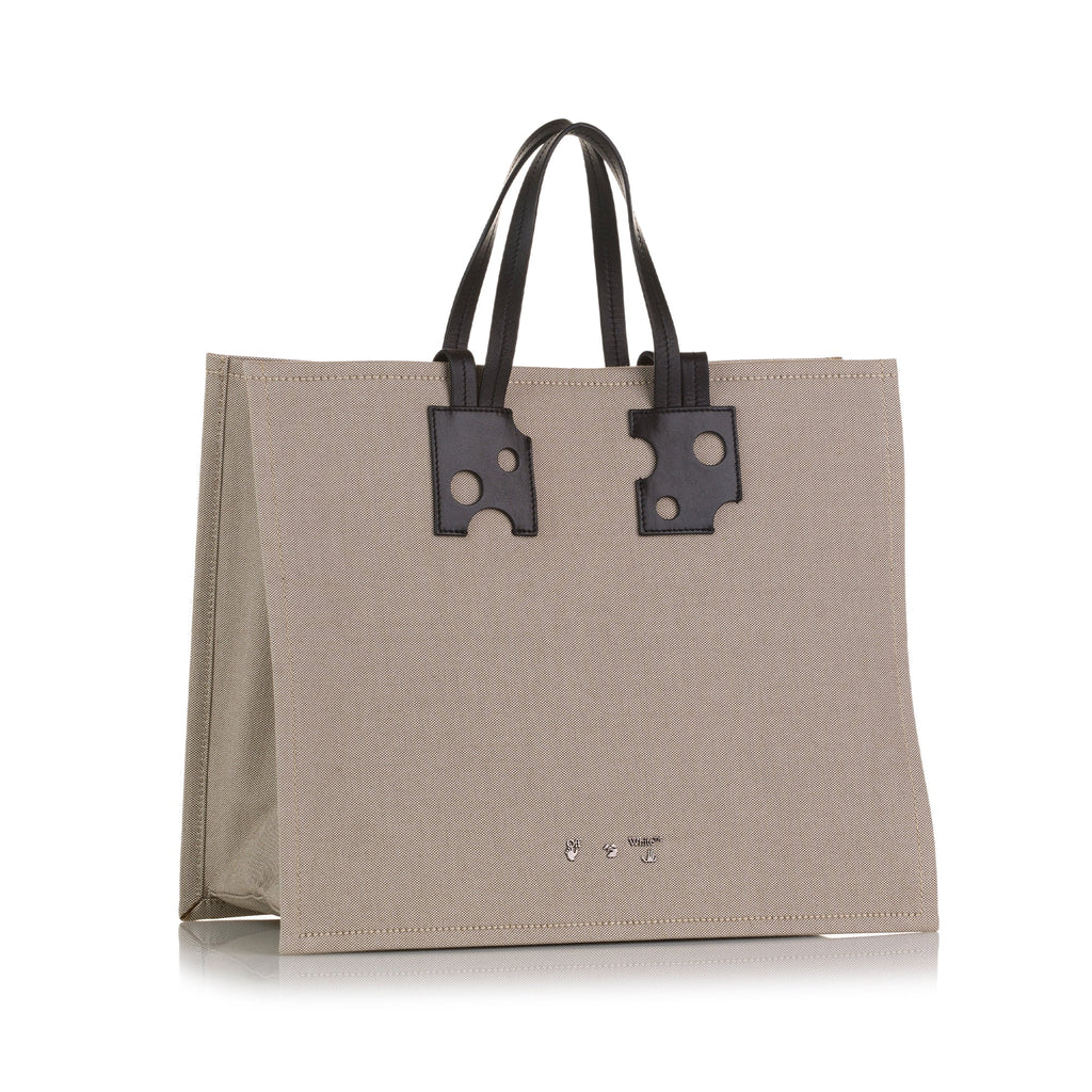 Brown Off White Repeat 38 Canvas Tote Bag