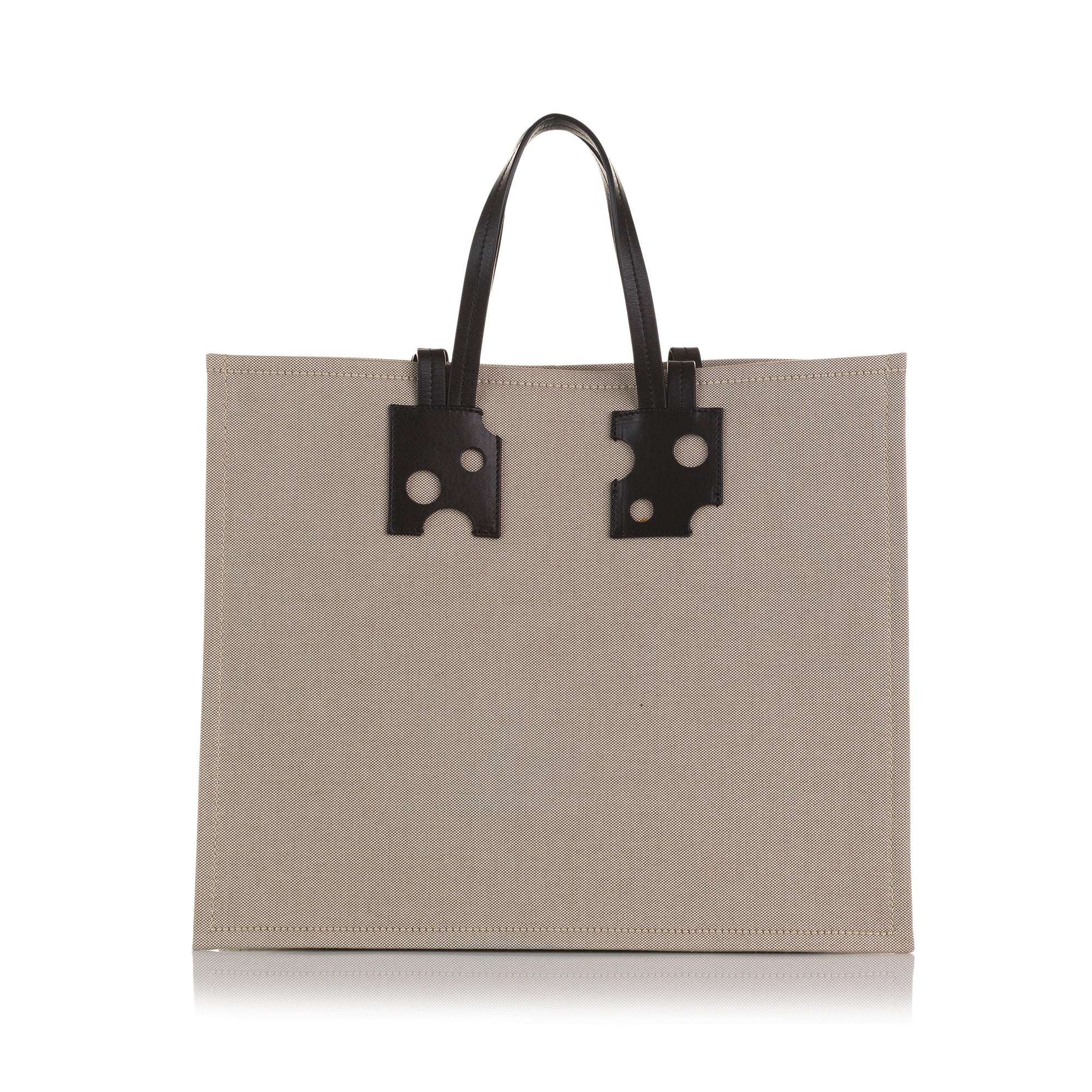 Brown Off White Repeat 38 Canvas Tote Bag