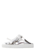 SWEAR Silver Metallic Leather Round-Toe Sneakers SZ 37