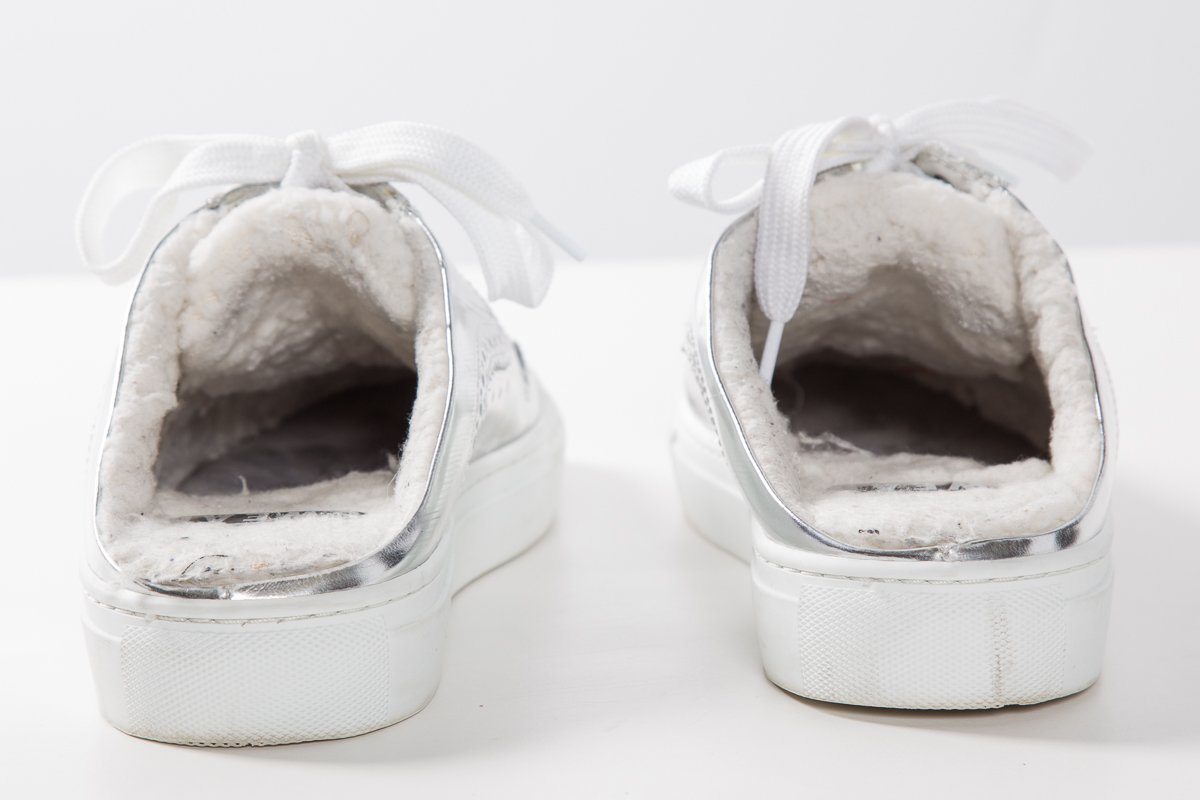 SWEAR Silver Metallic Leather Round-Toe Sneakers SZ 37