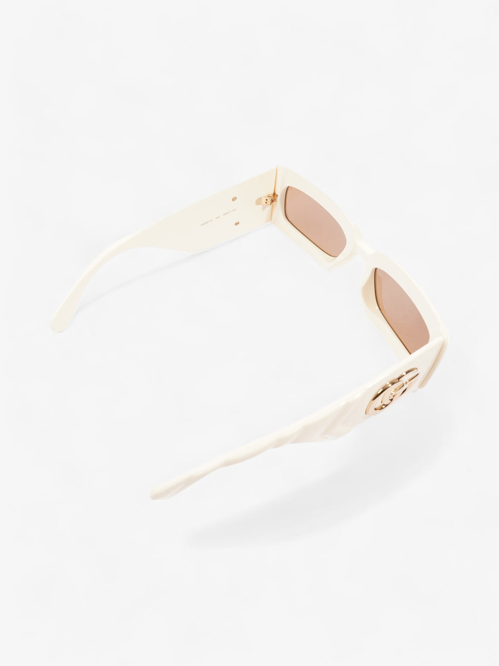 Gucci GG Logo Quilted Rectangular Sunglasses Cream Acetate 145mm