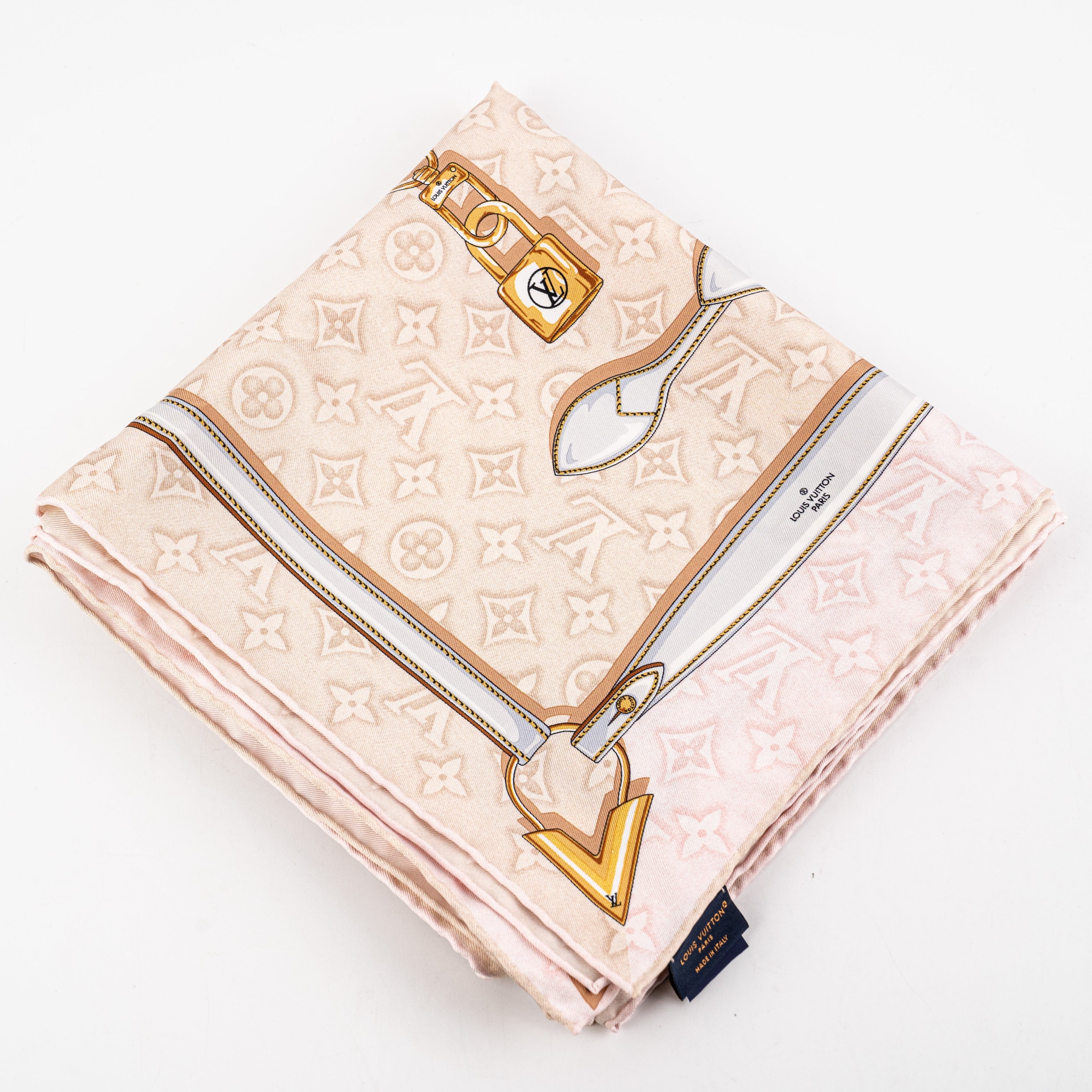 Louis Vuitton  Carre 90 x 90 Silk Scarf Light Pink