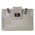 Gray Chanel Iridescent Patent Boy Reverso Shopping Tote