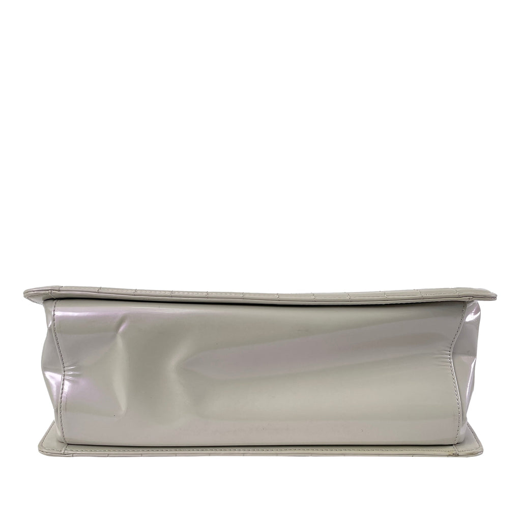 Gray Chanel Iridescent Patent Boy Reverso Shopping Tote