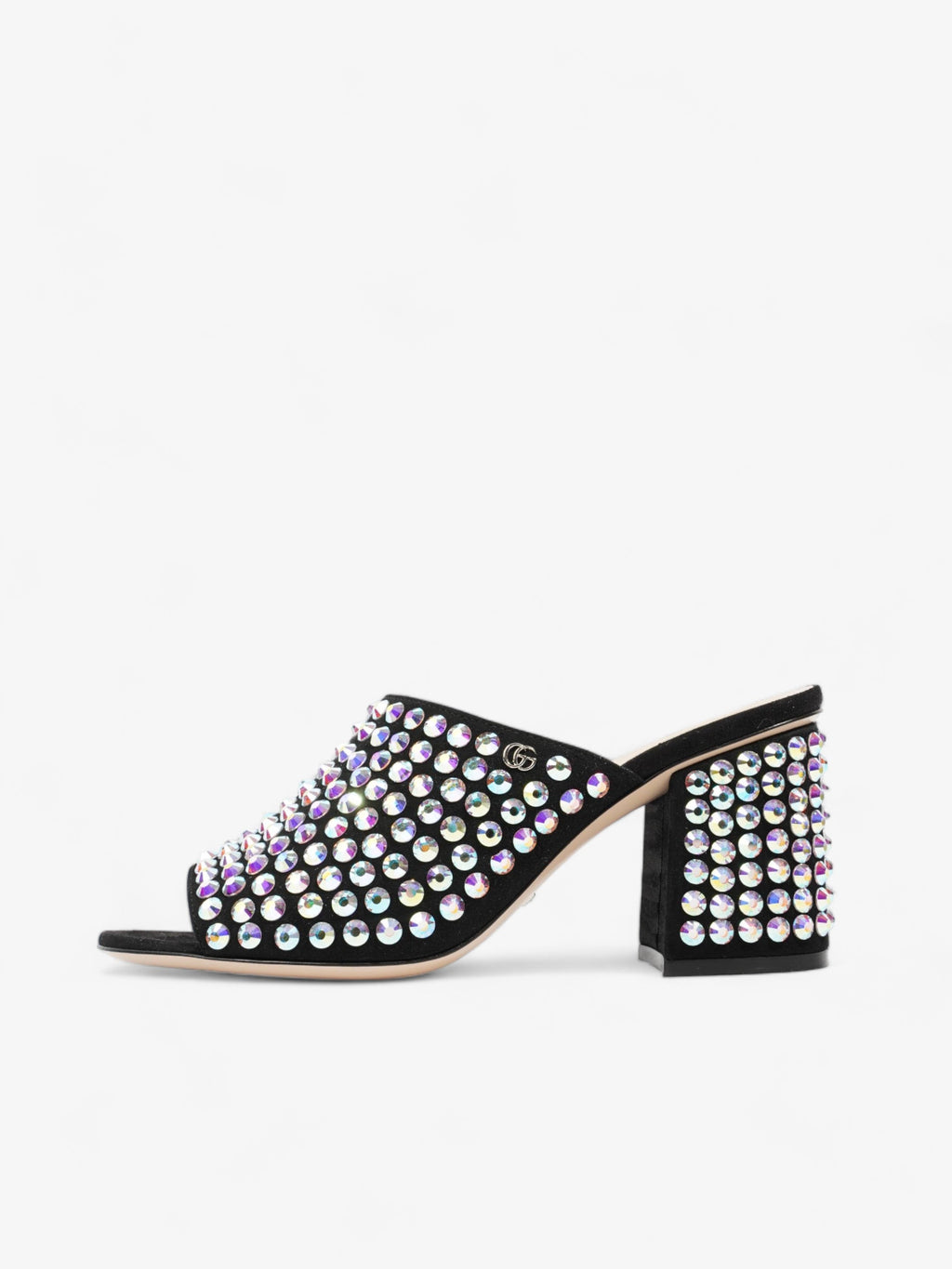 Gucci Embellished Mules 75 Black / Sequins Suede EU 37.5 UK 4.5