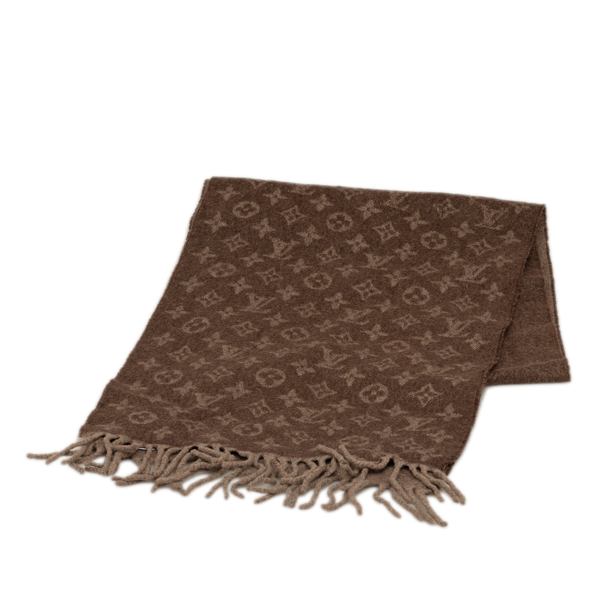 Brown Louis Vuitton Monogram Wool and Cashmere Scarf Scarves