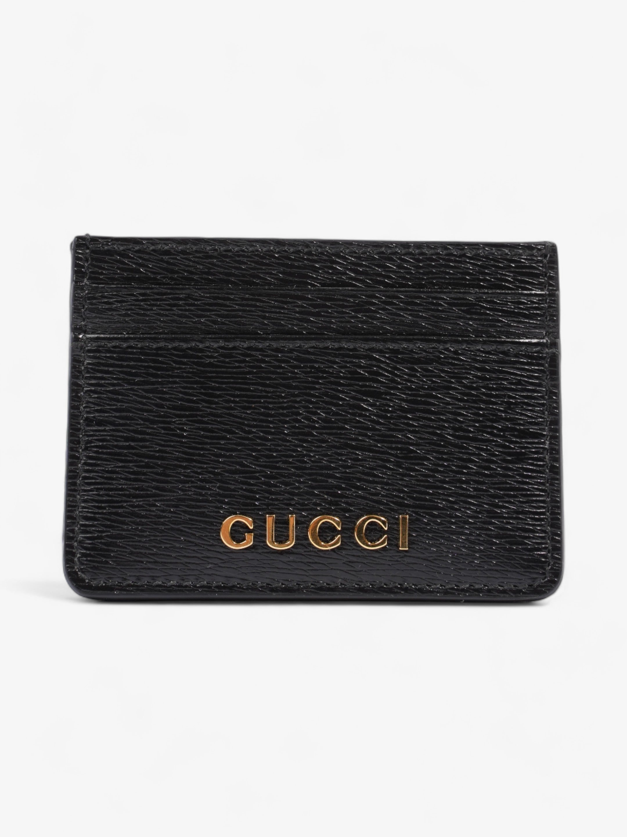 Gucci Card Case With Gucci Script Black Leather