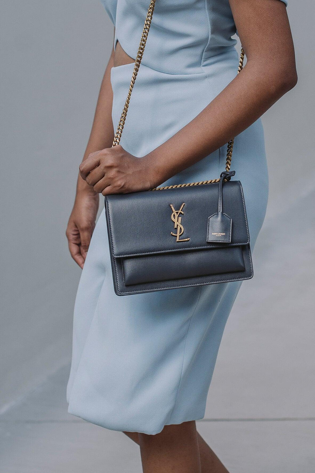 Medium Sunset Bag Dark Smog with Gold Hardware