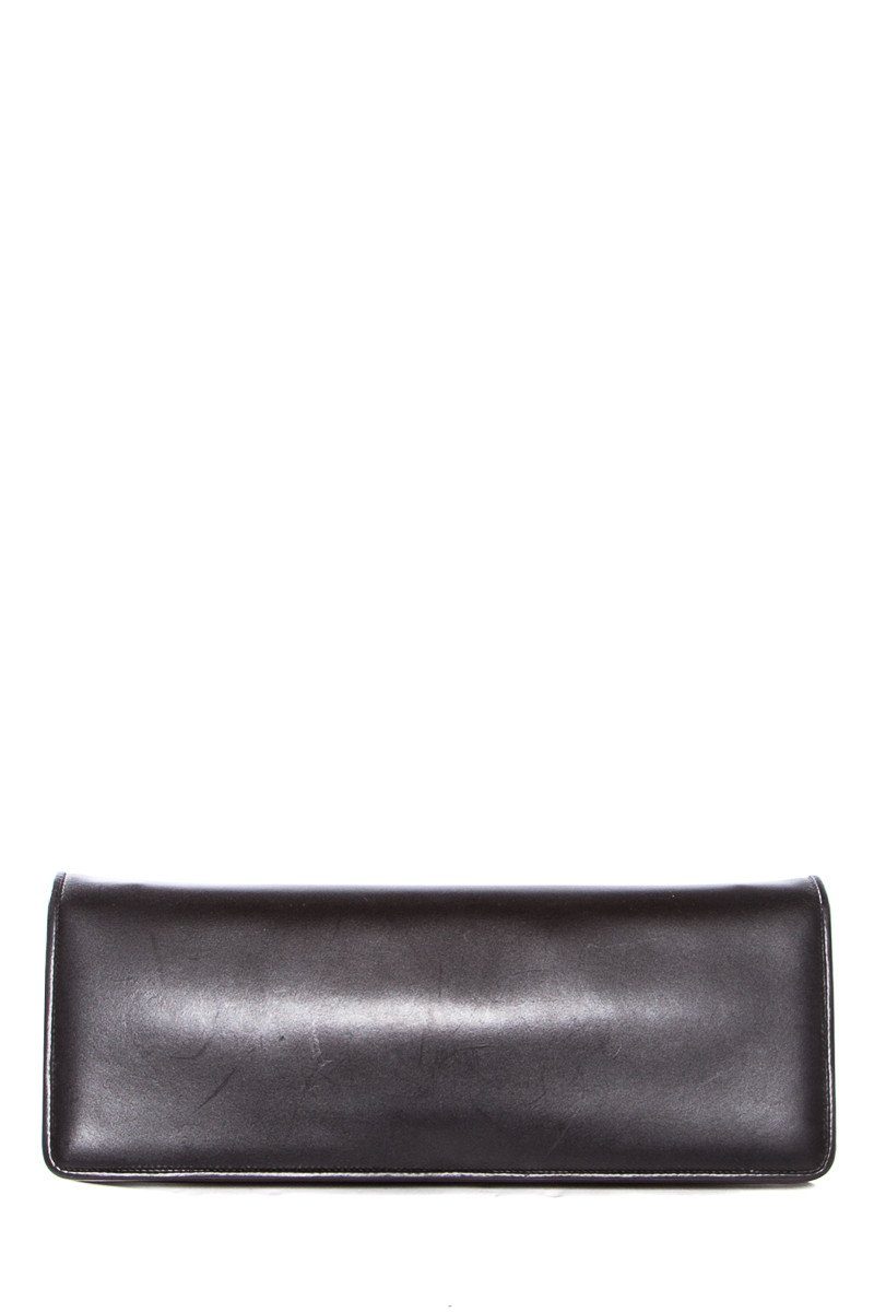 Salvatore Ferragamo Black Leather Magnetic Closure Clutch