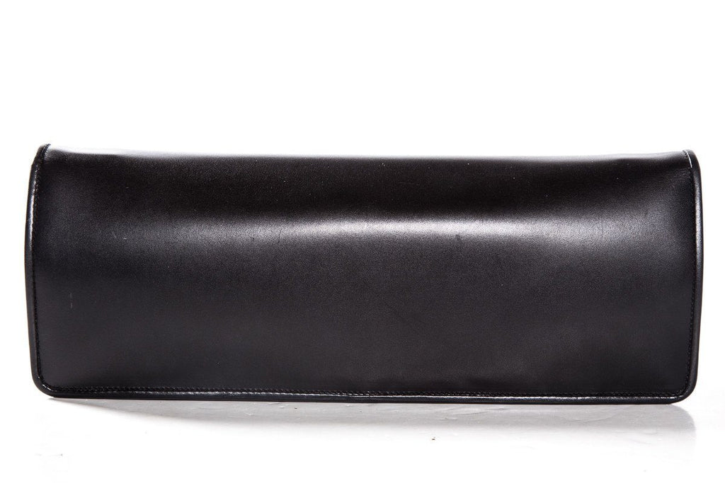 Salvatore Ferragamo Black Leather Magnetic Closure Clutch