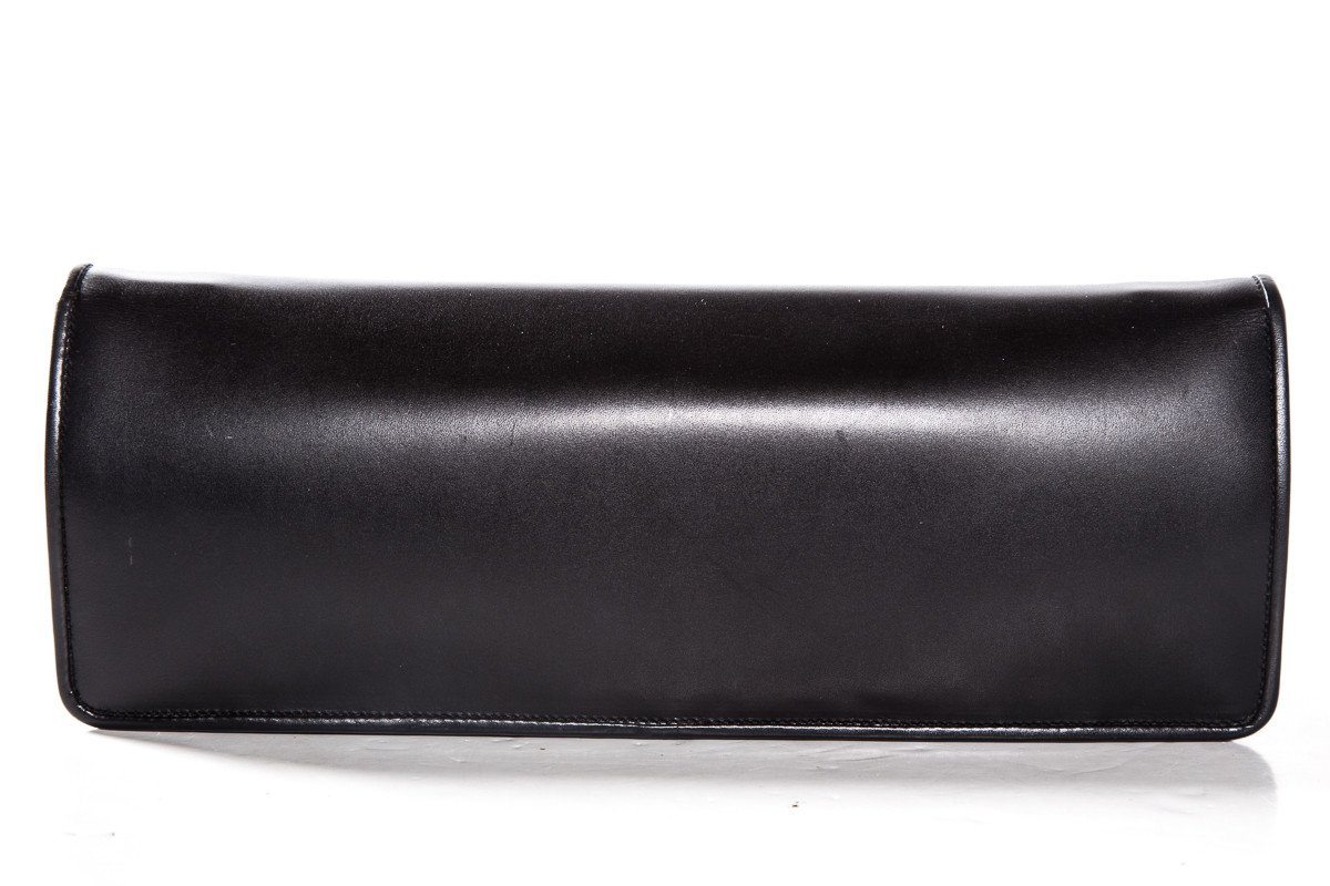 Salvatore Ferragamo Black Leather Magnetic Closure Clutch