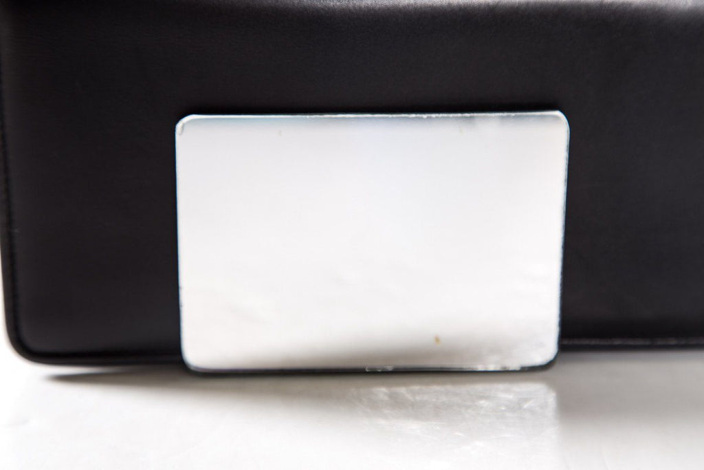 Salvatore Ferragamo Black Leather Magnetic Closure Clutch