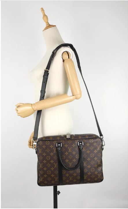 Louis Vuitto Porte-Documents Voyage PM Monogram Macassar Canvas Briefcase Bag