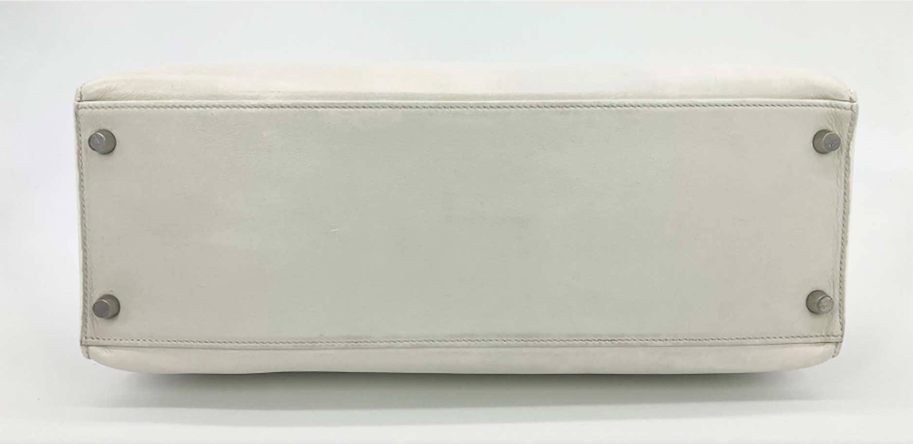 RARE Hermes Kelly Flat 35 White Swift Silver PDH