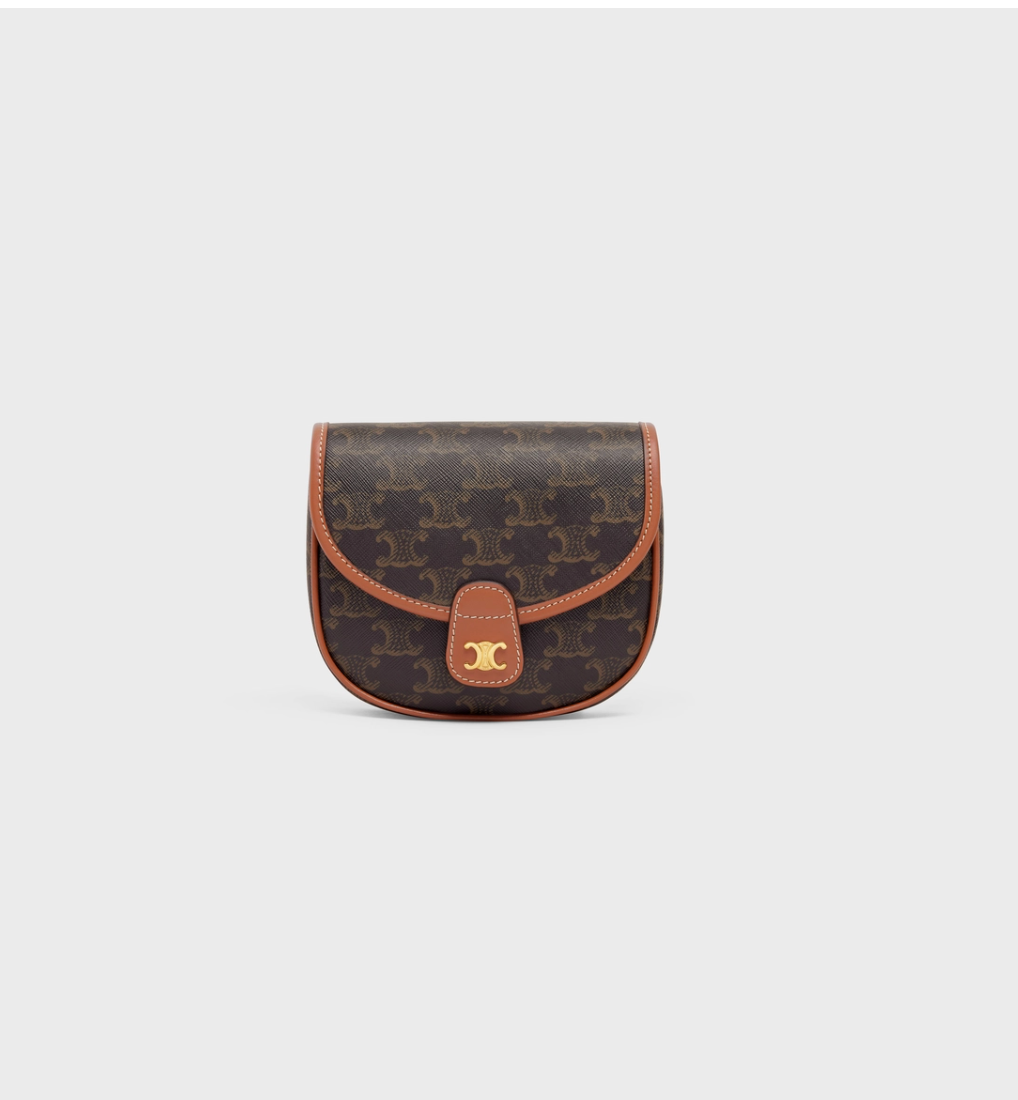 CELINE MINI BESACE IN TRIOMPHE CANVAS AND CALFSKIN (TAN)