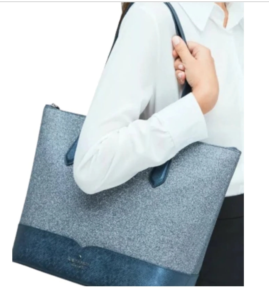 KATE SPADE NEW YORK Dusk Navy Lola Glitter Tote NWT