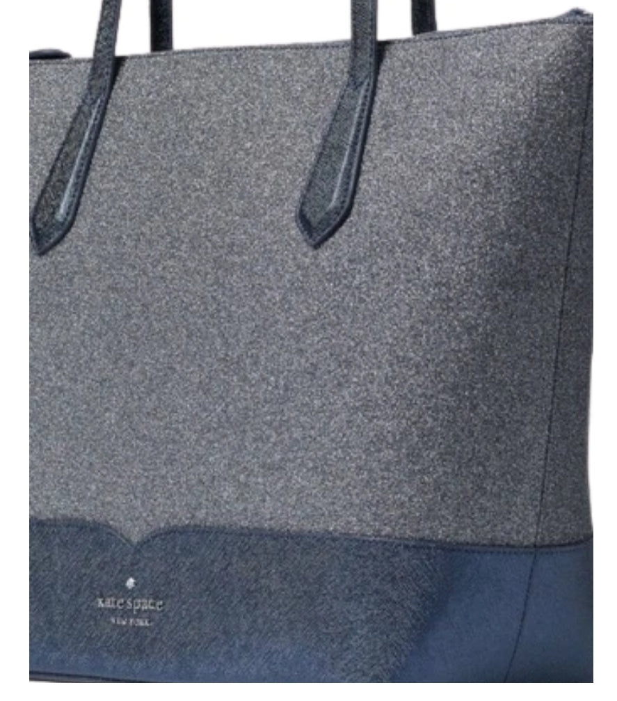 KATE SPADE NEW YORK Dusk Navy Lola Glitter Tote NWT