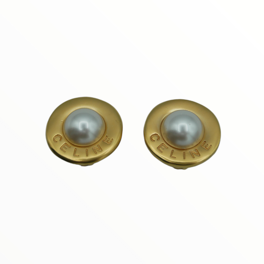Celine vintage pearl earrings - 1990s