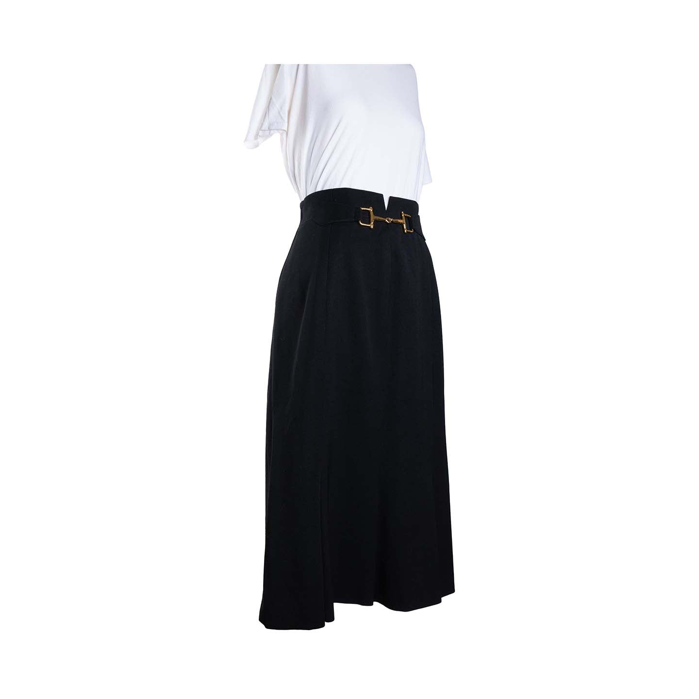 Celine black wool skirt with chain - L/XL - 1970s
