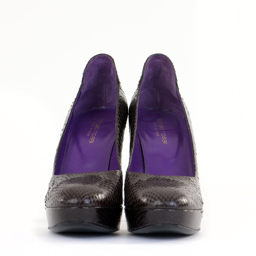 Snakeskin Platform Leather Pumps