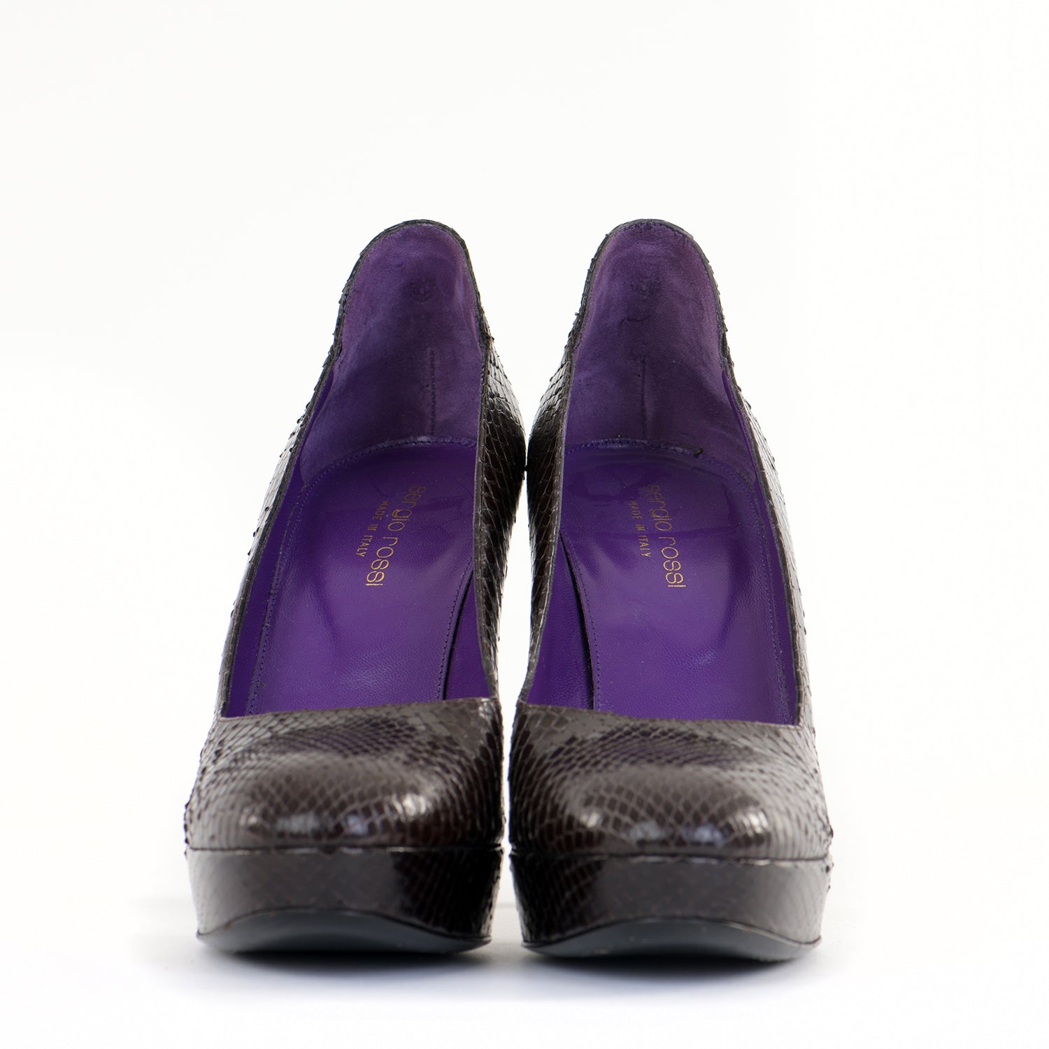 Snakeskin Platform Leather Pumps