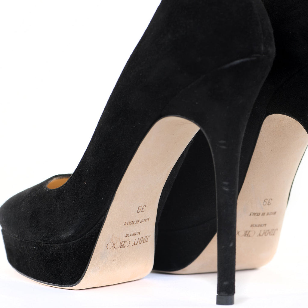 Black Suede Platform Pumps