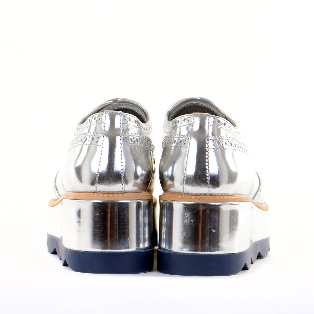 Silver Leather Platform Brogues